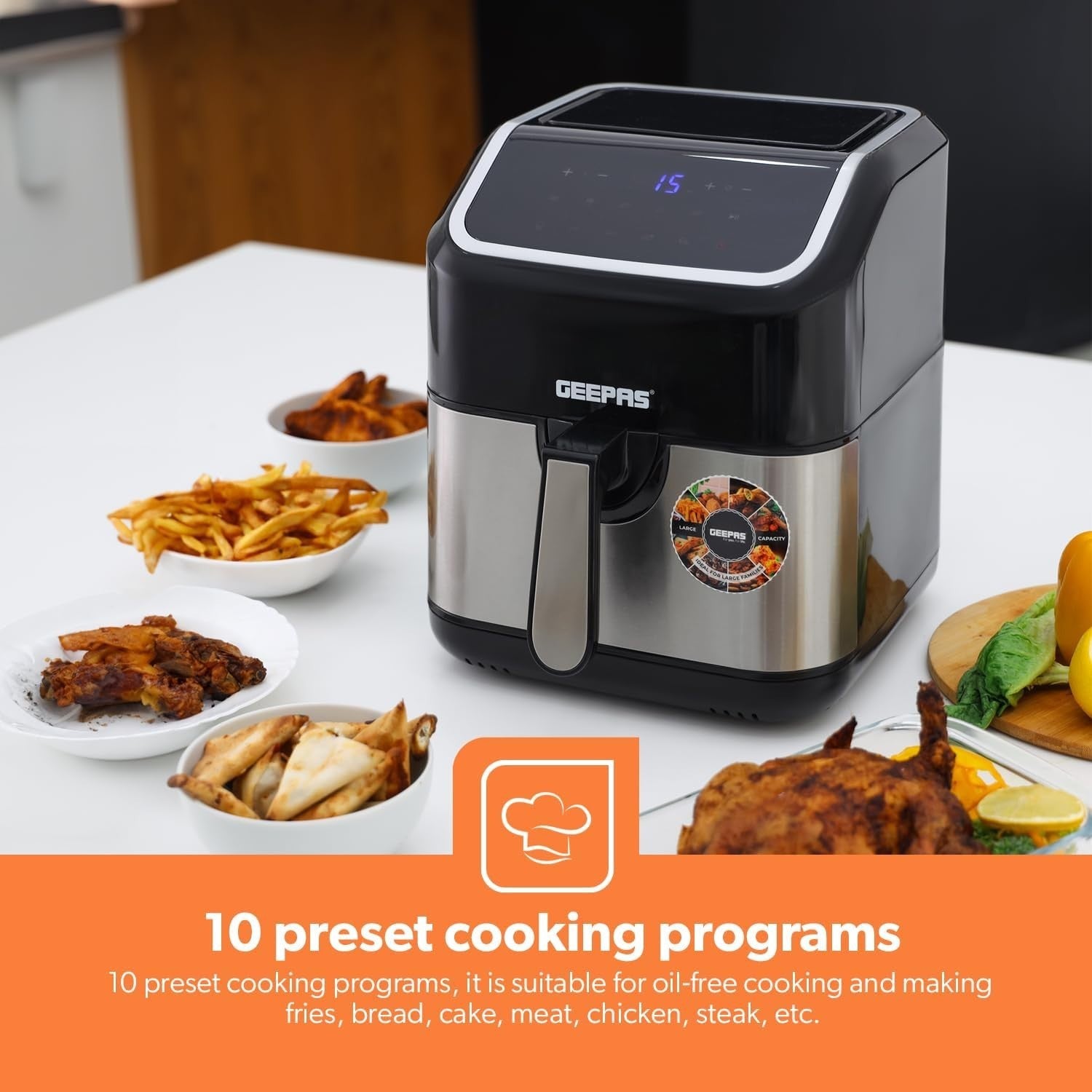 5L Digital Air Fryer Vortex Tech 10-in1 Fast Healthy Cooking LED Touchscreen