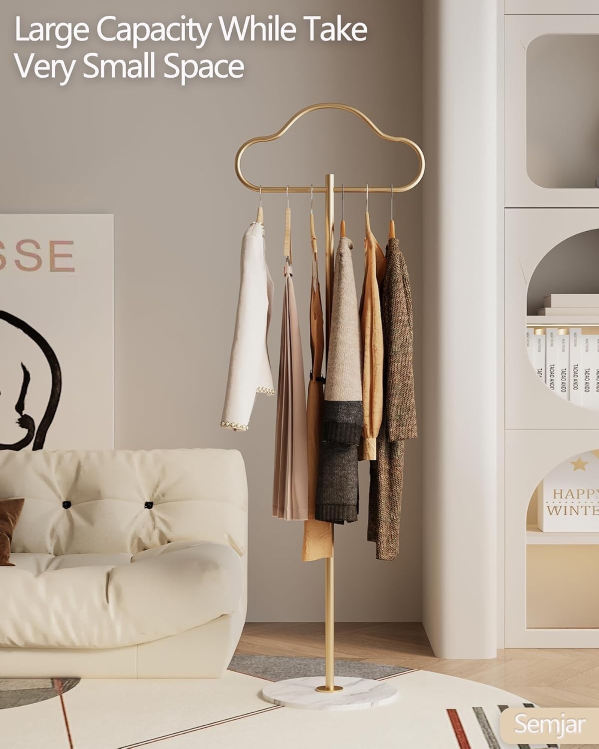 Gold Metal Coat Stand | Modern Free Standing Clothing Rack for Bedroom