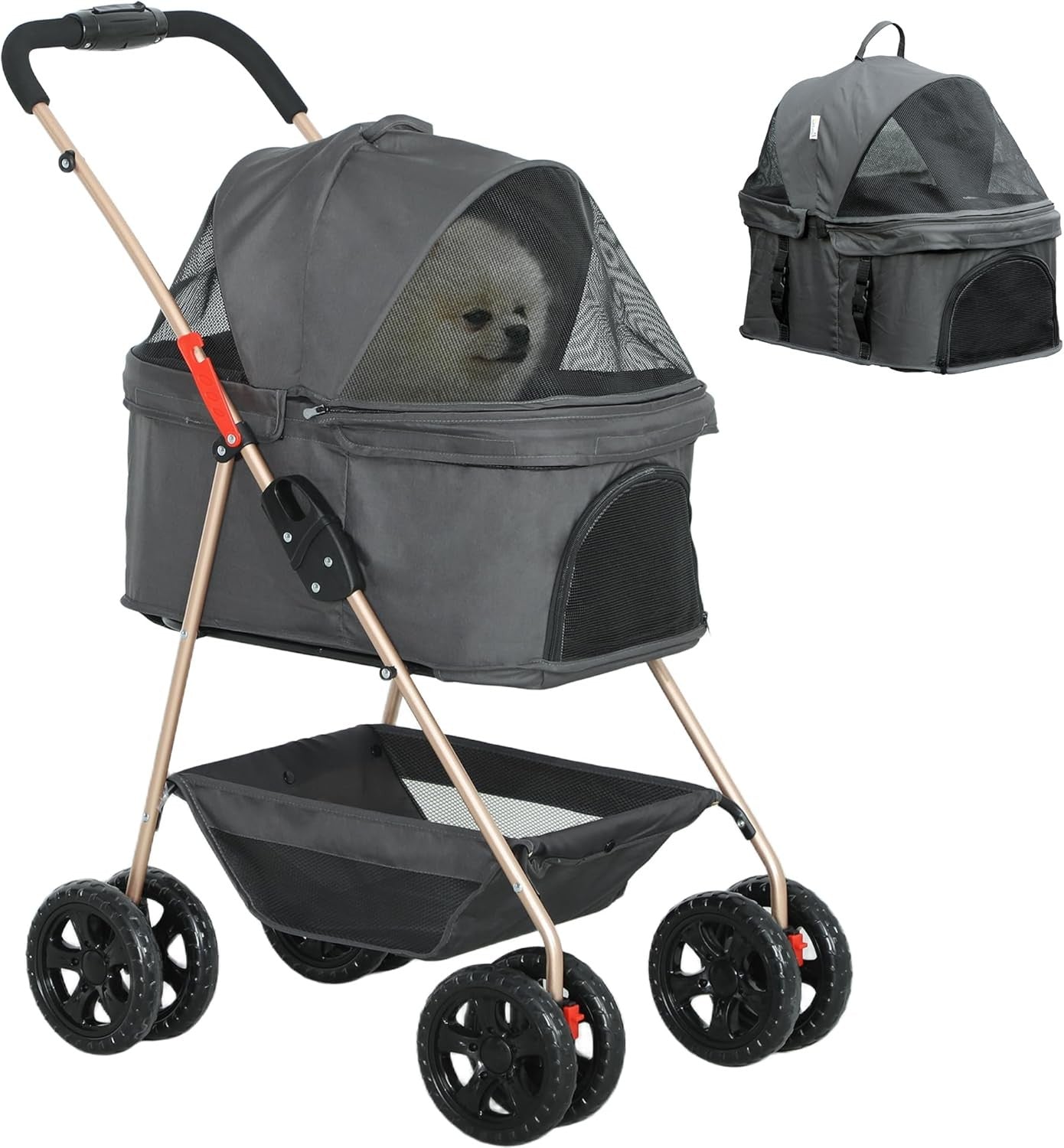 3 in 1 Pet Stroller Dog Cat Pushchair Detachable Carrier Foldable Travel
