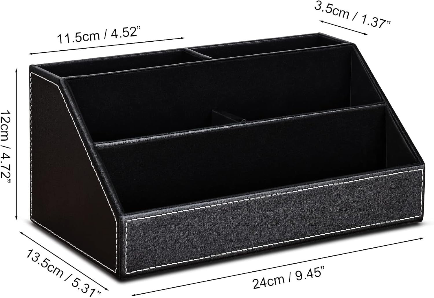 Black Multi-Compartment Desk Organizer – Pen, Phone & Office Tidy