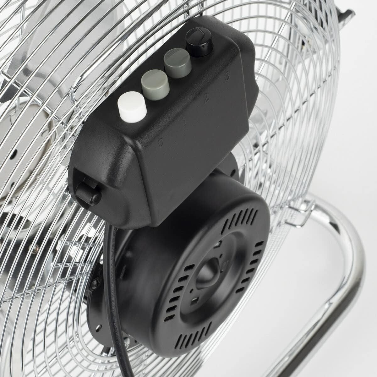 45cm Metal Floor Fan – Chrome High-Speed 3-Speed Adjustable Tilt Powerful 100W