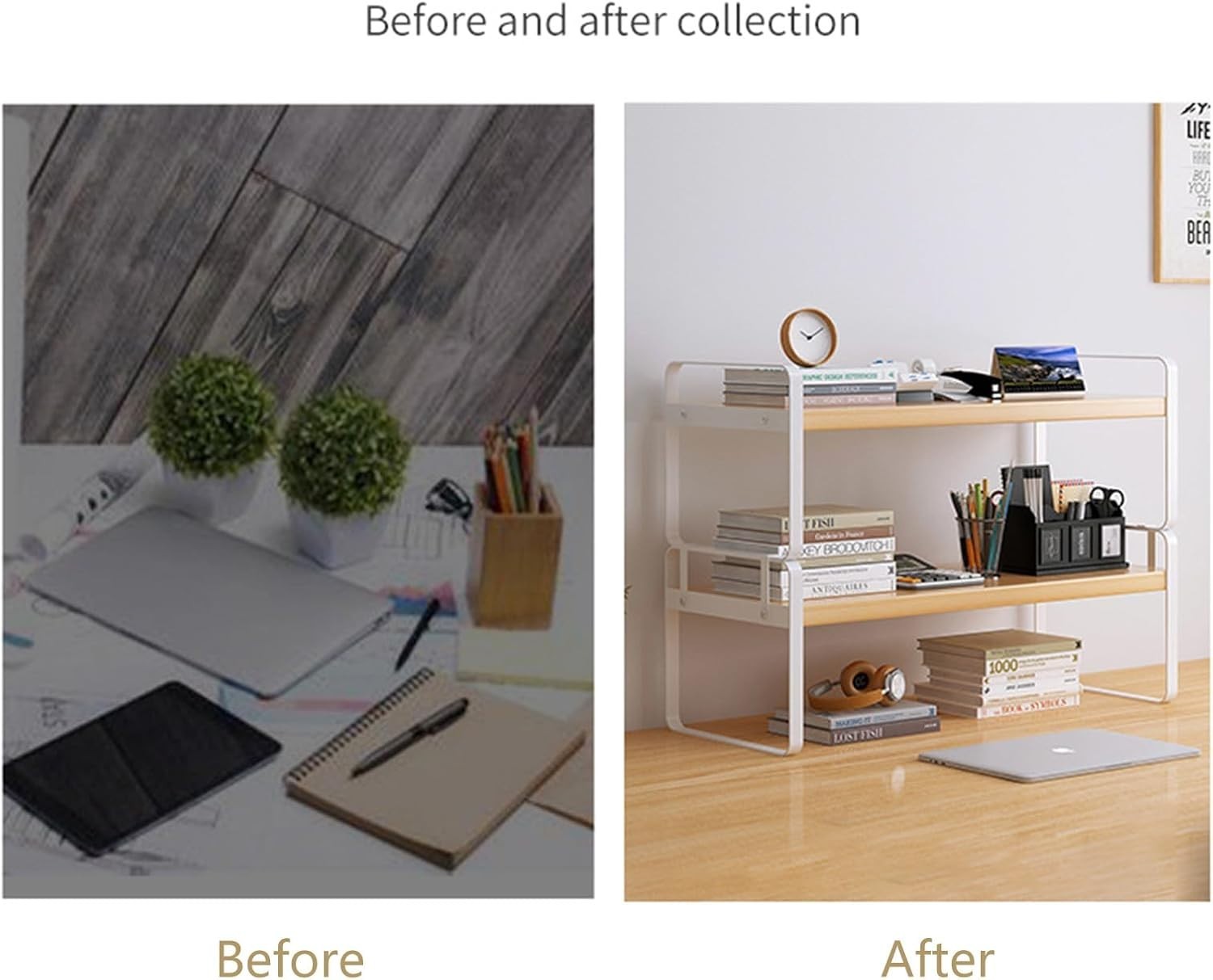 Stackable Desktop Organizer Metal Storage Shelf for Office & Kitchen