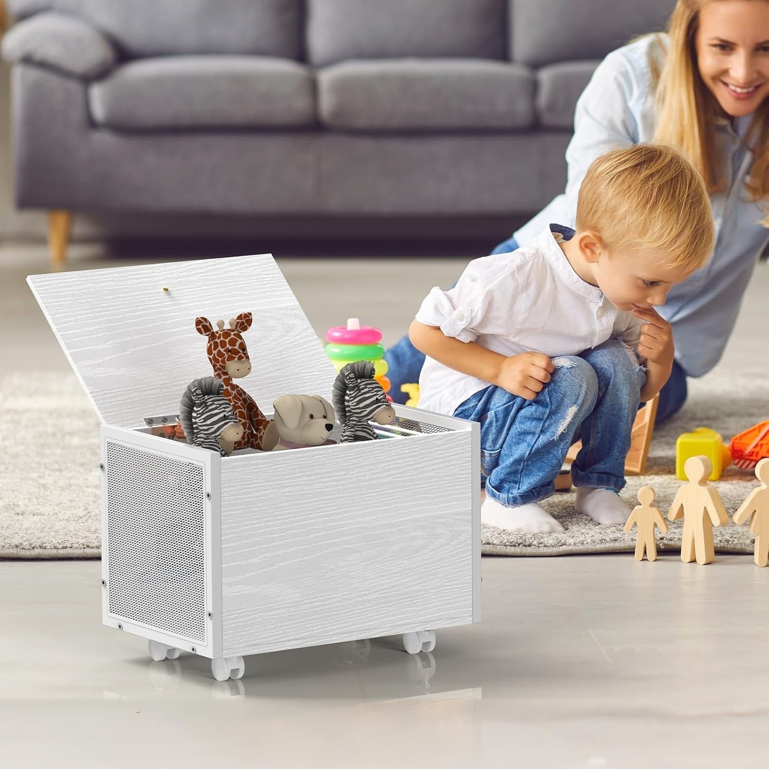 Rolling File Cabinet on Wheels Under Desk Storage Organizer Wooden White Home