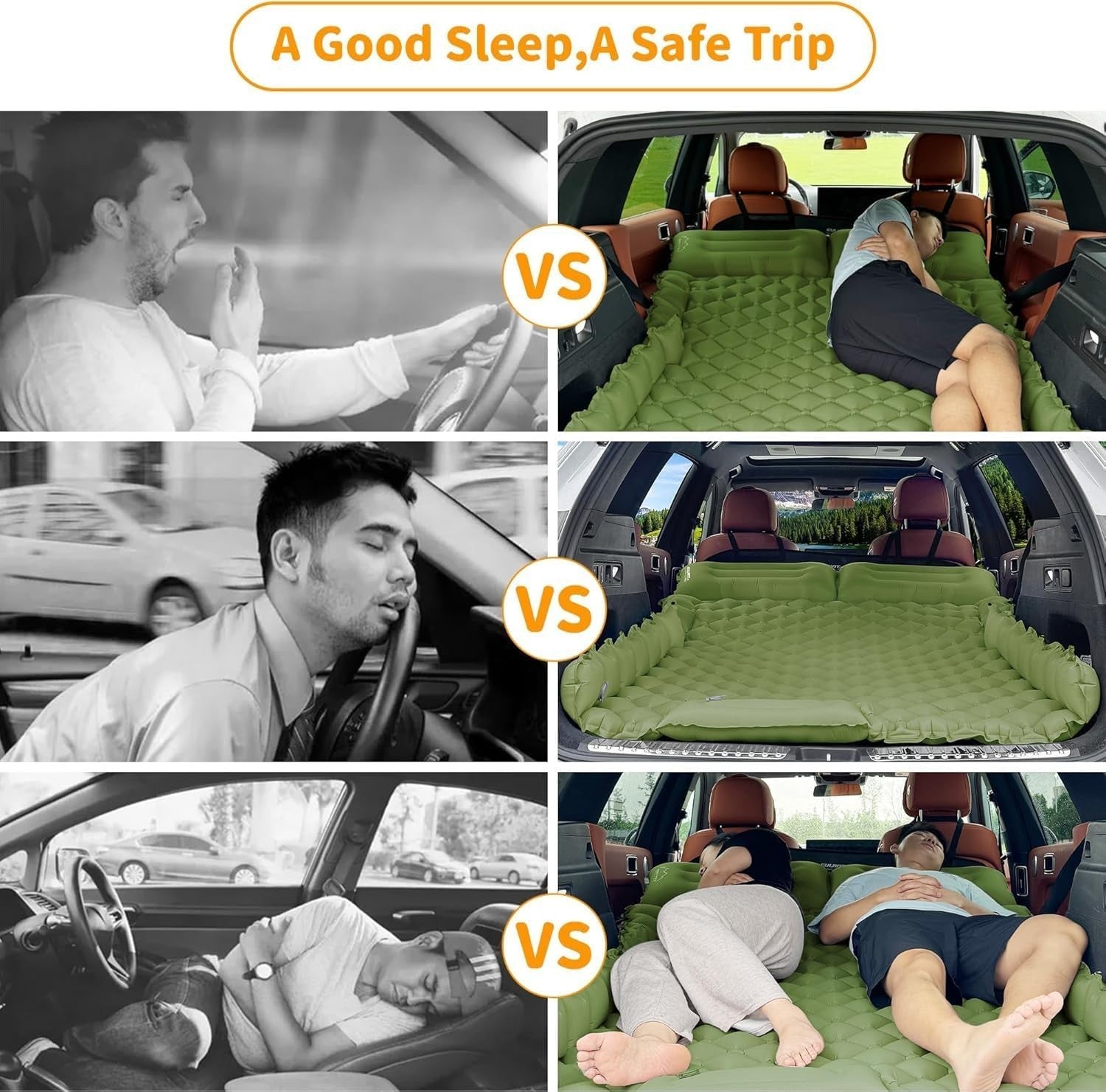 2-Person Inflatable Car Mattress with Foot Pump & Waterproof Travel Bed