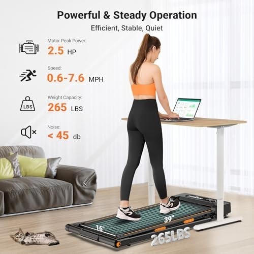 Foldable Under Desk Treadmill 12KM/H LED Remote Shock Absorb Orange