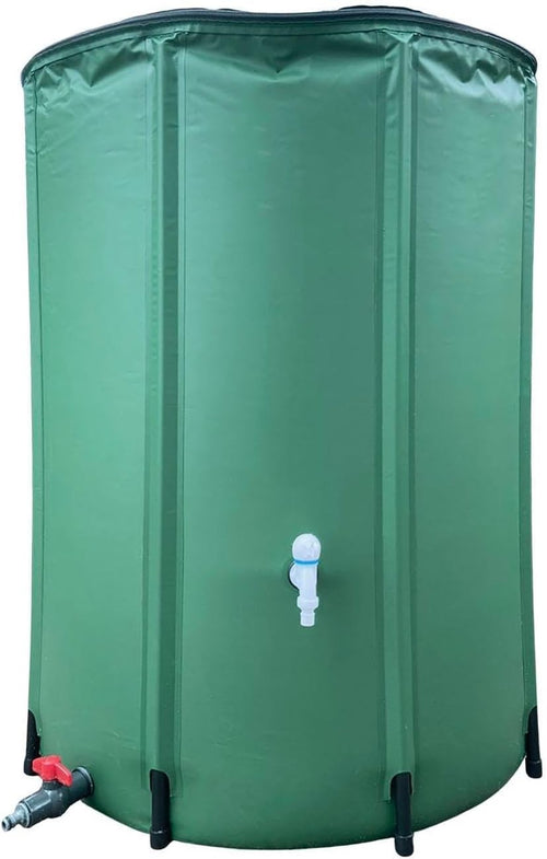 380L Folding Rain Barrel Water Collector with Mesh Top for Garden Green