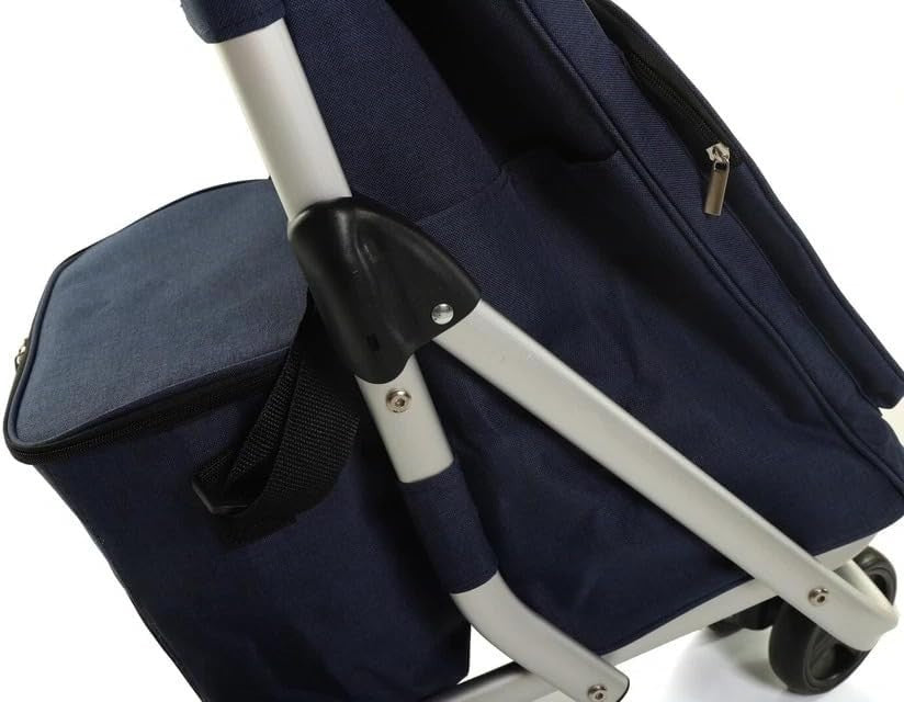 74L Folding Grocery Trolley Cart 4 Wheels Heavy Duty Portable Navy