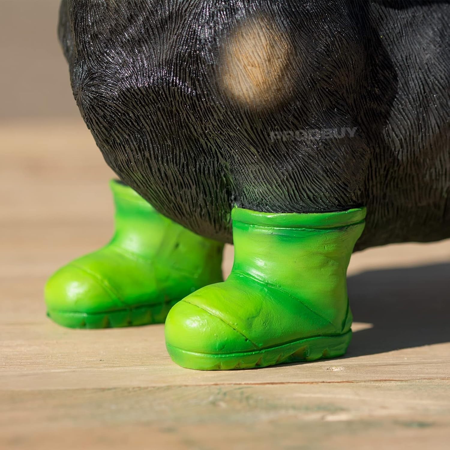Dachshund Puppy Garden Ornament Resin Sausage Dog with Green Boots Outdoor Decor