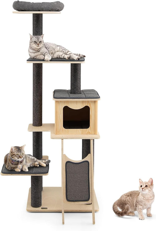Modern Cat Tree Tower 175cm Multi Level Scratcher Condo with Washable Cushions