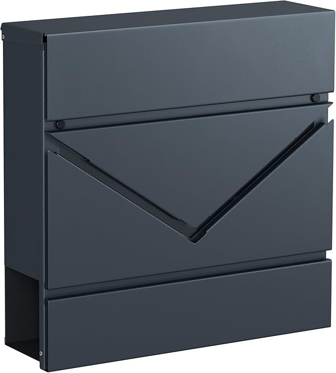Wall Mounted Letter Box Secure Mailbox Rustproof Steel Lock & Window