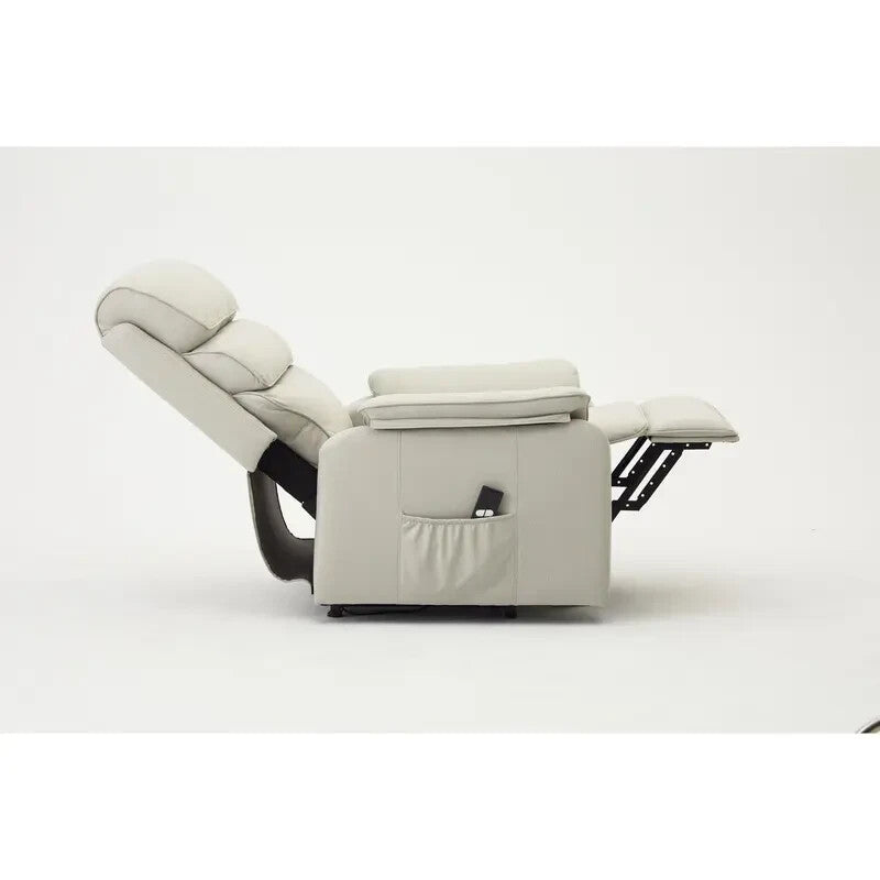Electric Riser Recliner Armchair Lift Chair Light Grey Faux Leather Sofa