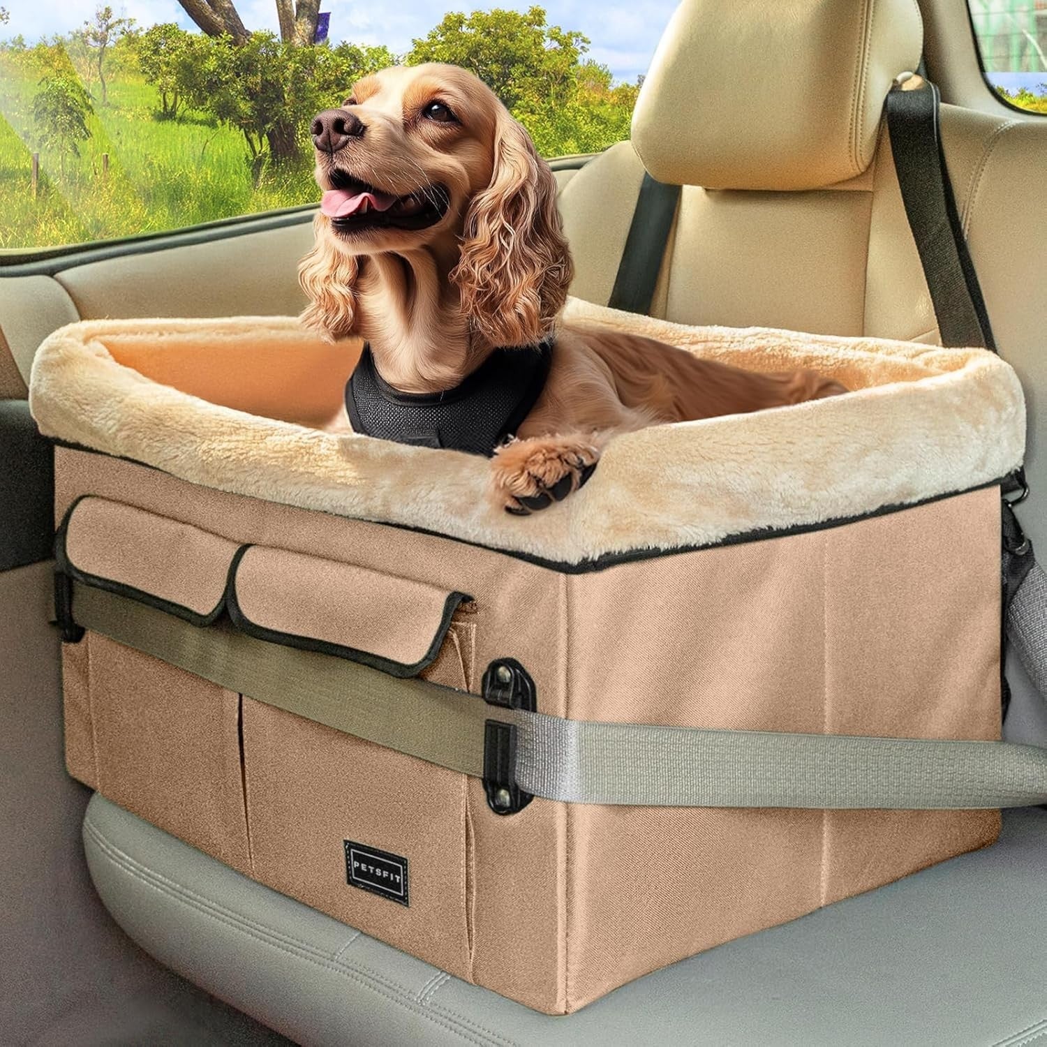 Dog Booster Car Seat Medium Dogs Travel Bed Safety Harness 20kg