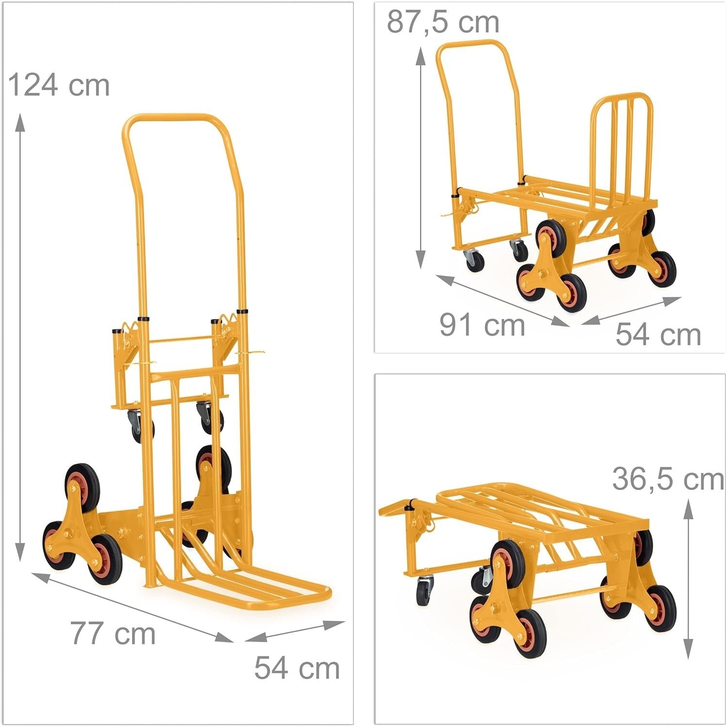 Stair Climbing Hand Truck 150kg Folding Sack Trolley 6 Wheel Steel Cart