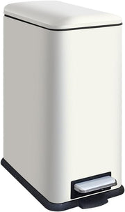30L White Stainless Steel Pedal Bin Slim Kitchen Soft Close Lid