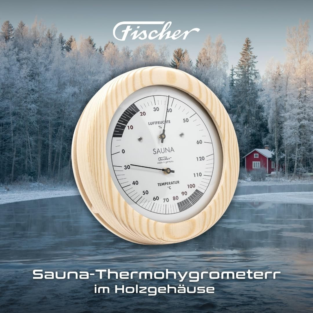 Premium Sauna Thermo-Hygrometer Wood Dial Humidity & Temperature Gauge Spa