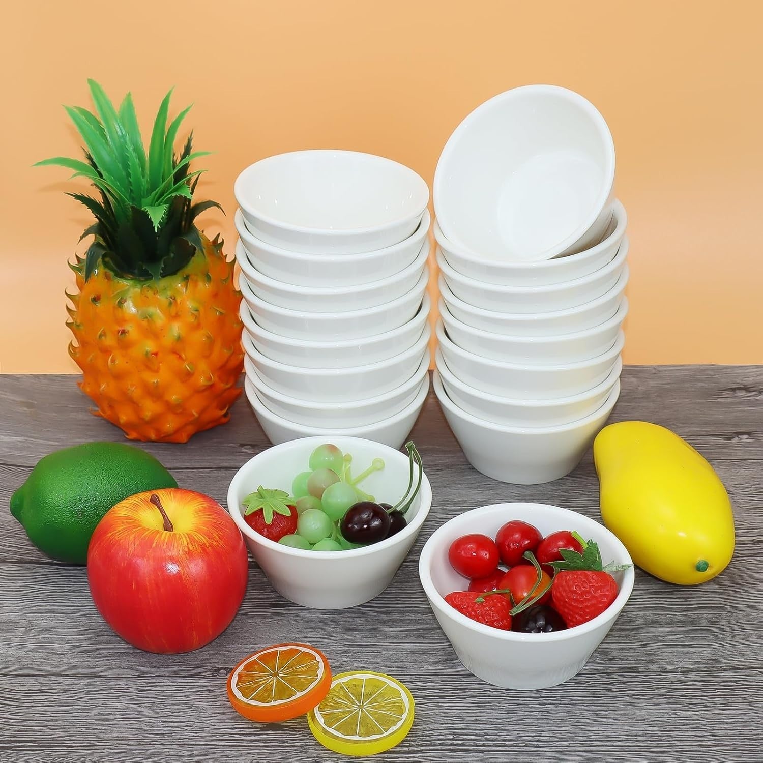 18 Pcs Porcelain Bowls 240ml Small Dessert Soup Ice Cream Microwave Safe