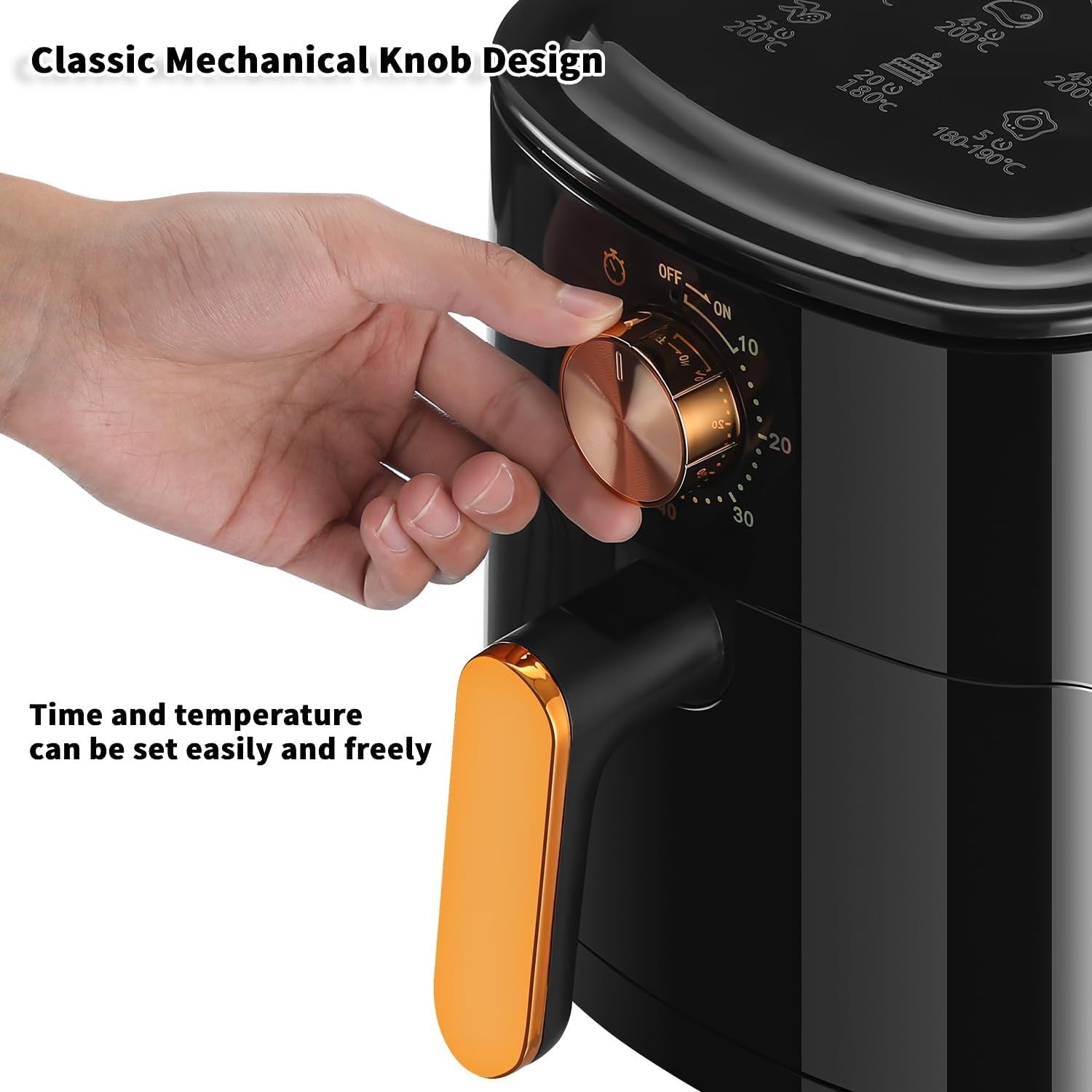 4L Air Fryer 1800W Rapid Air 60min Timer 200°C 9in1 Knob Dishwasher Safe