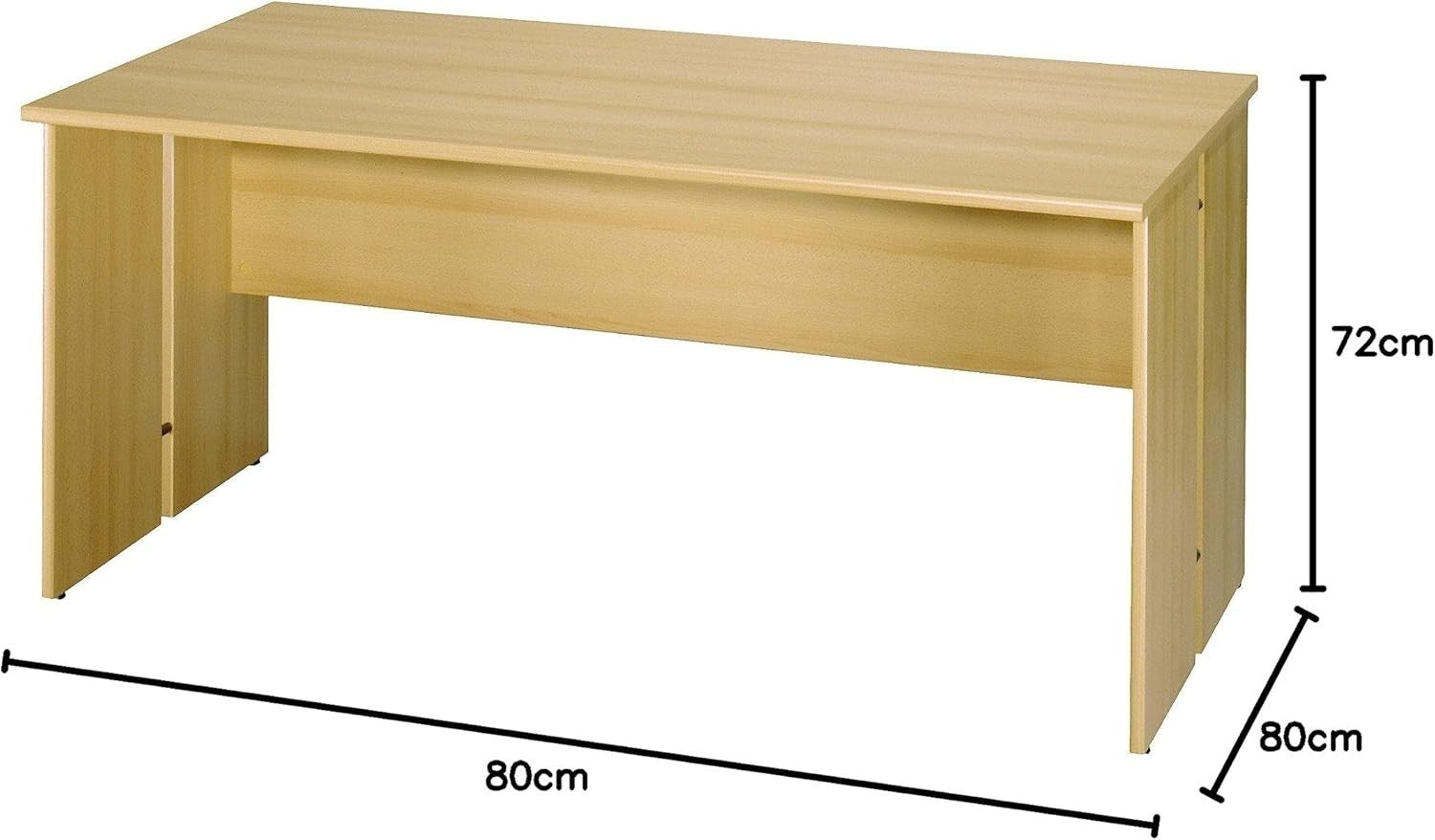 Compact Beech Office Desk 80x80x72cm Modern Panel End Workstation