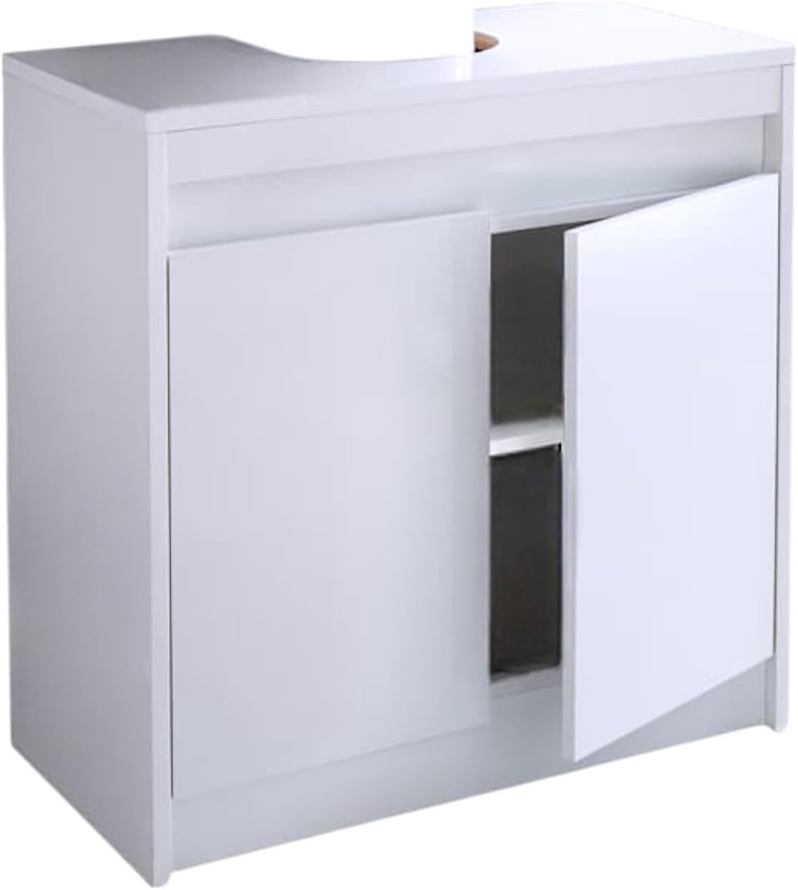 Modern White Under Sink Cabinet Bathroom Storage Unit – 2 Door High Gloss