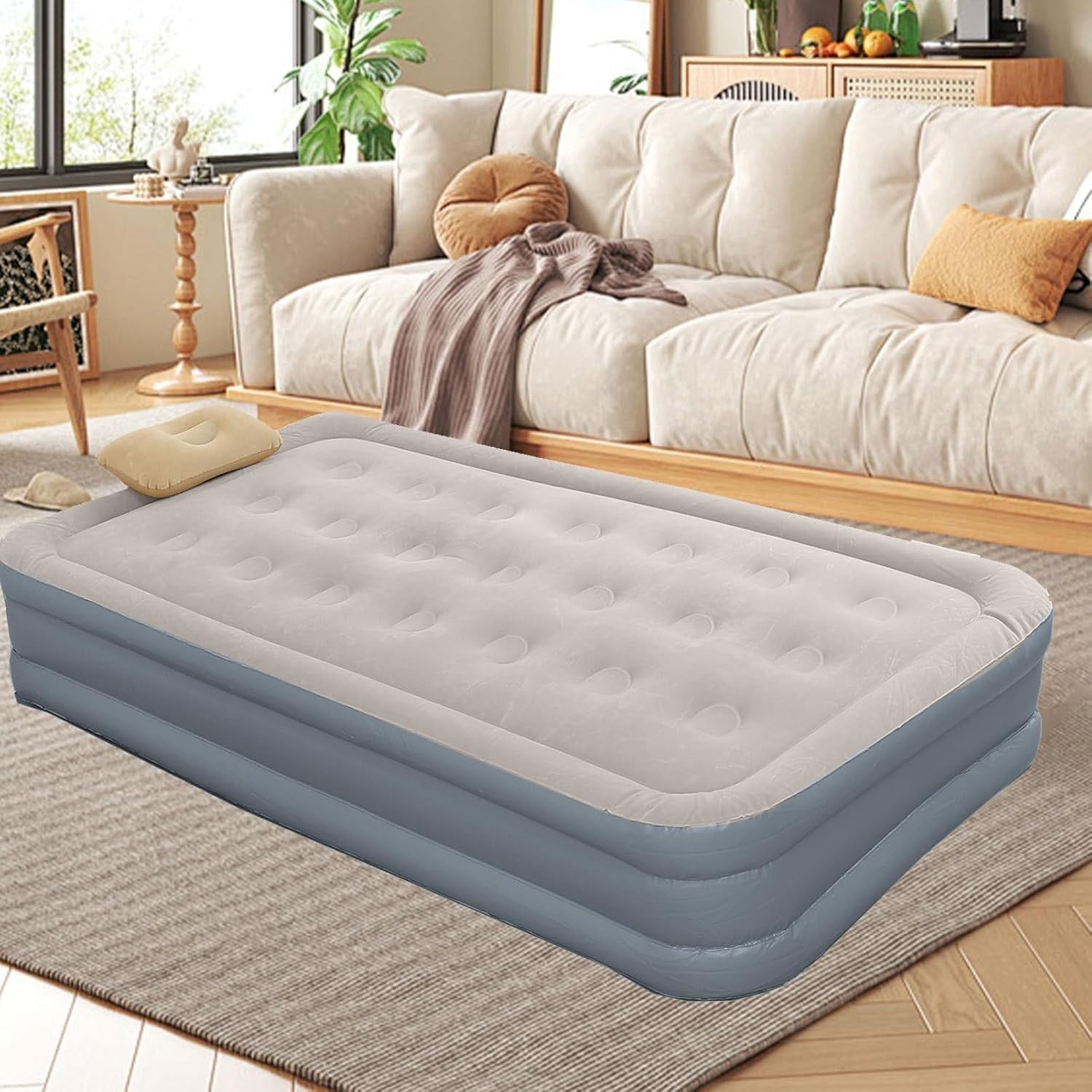 Adult Inflatable Air Mattress with Built-in Pump | Portable Floor Bed