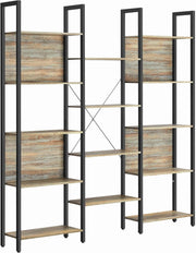 14 Shelf Industrial Bookcase Turquoise Brown Metal Frame Storage Display Unit