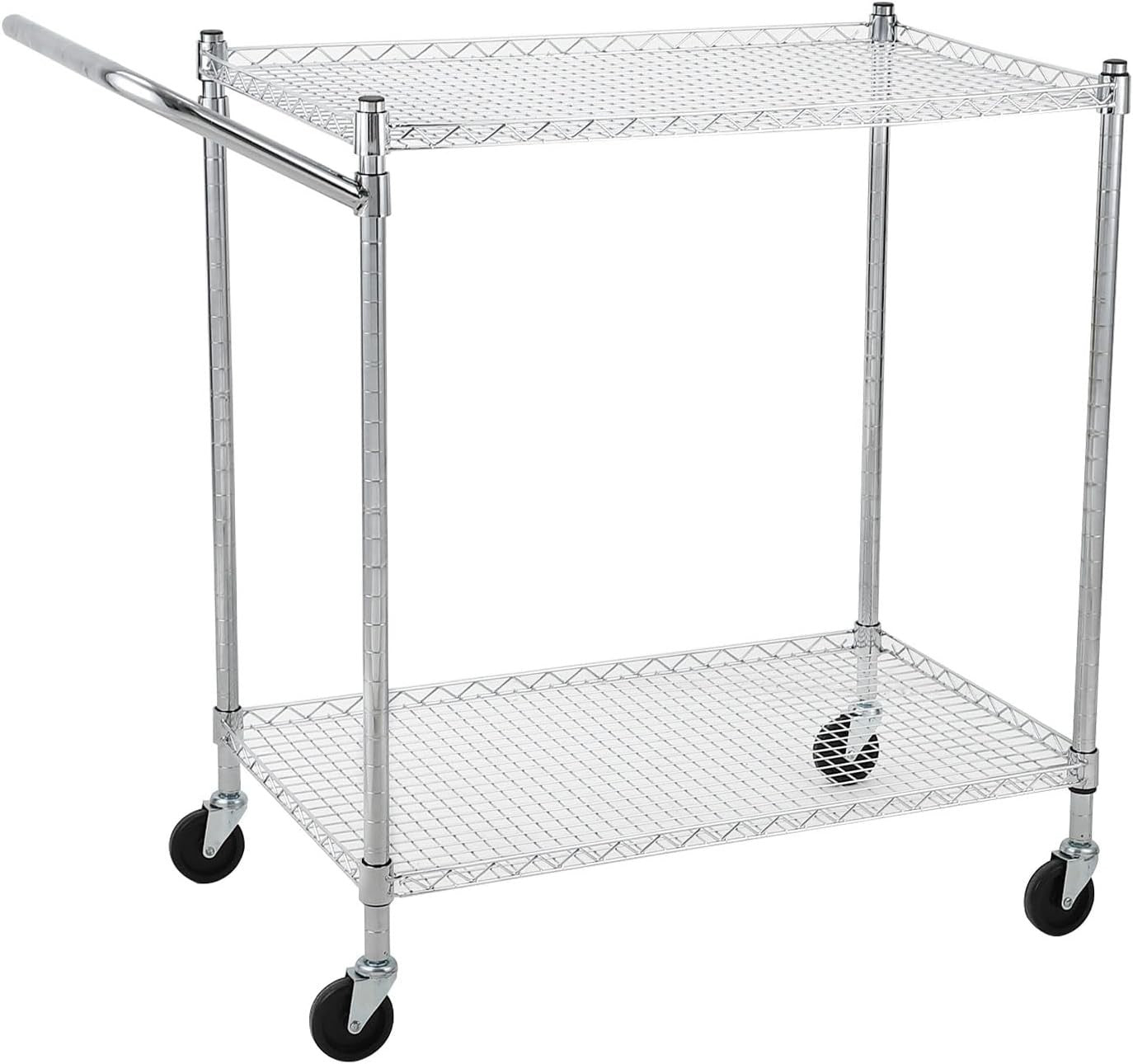 3 Tier Heavy Duty Metal Utility Cart Rolling Storage Trolley Silver