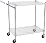 3 Tier Heavy Duty Metal Utility Cart Rolling Storage Trolley Silver