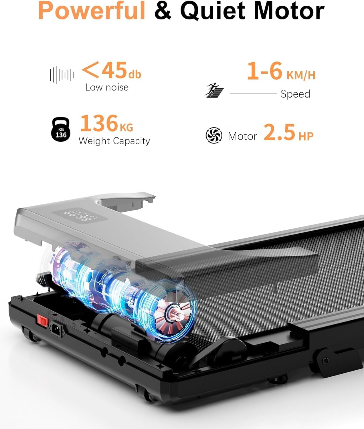 Under Desk Walking Pad Treadmill 6% Incline 2.5HP Home, Office
