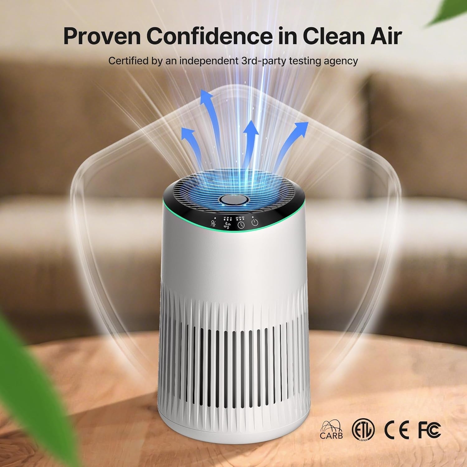 Small Air Purifier for Home Smoke Pet Odors 22dB Quiet Sleep Mode
