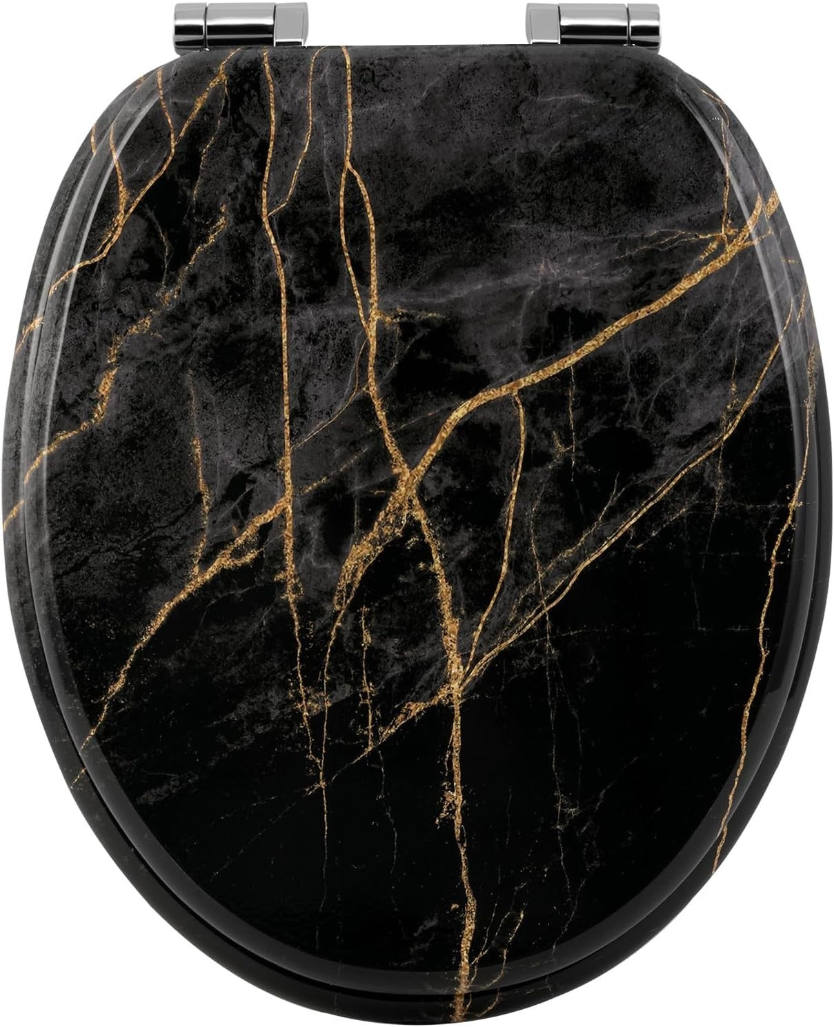 Soft Close O-Shaped Toilet Seat Quick Release MDF Black Granite Heavy Duty