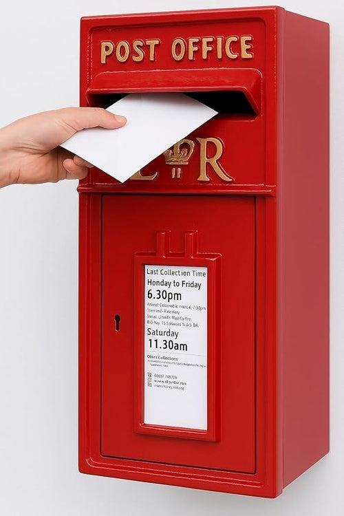 Wall Mounted Cast Iron Post Box Red – Lockable Secure Mailbox for Home & Events