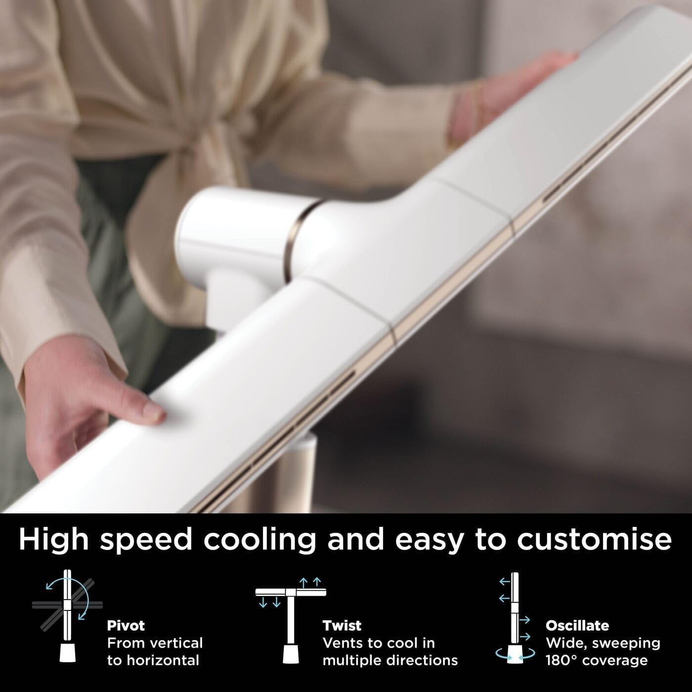Bladeless Tower Fan White 10-Speed Remote 180° Oscillating Quiet Floor Cooling