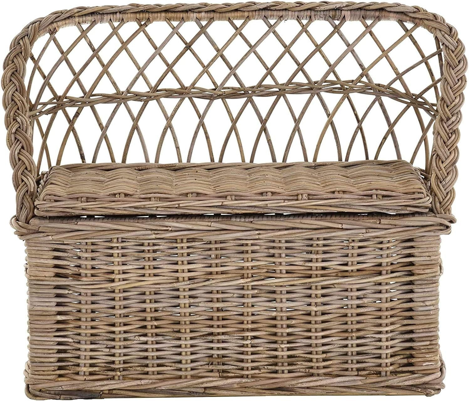 Kids Rattan Storage Bench 2-Seater Children’s Seat Chest Toy Box Natural Grey