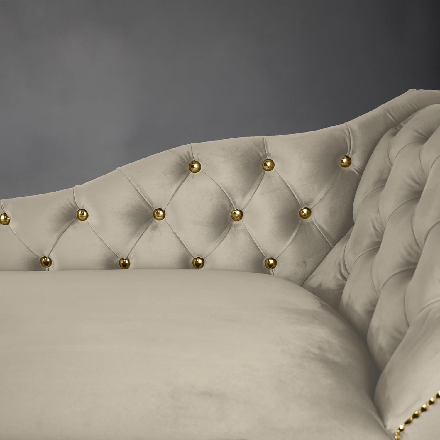 Velvet Chaise Lounge Right Hand Tufted Accent Sofa Cedar Chair Bedroom 133cm