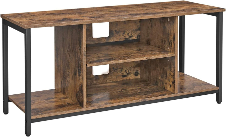 Rustic TV Stand for up to 50" TVs, Open Shelf Console, Brown and Black