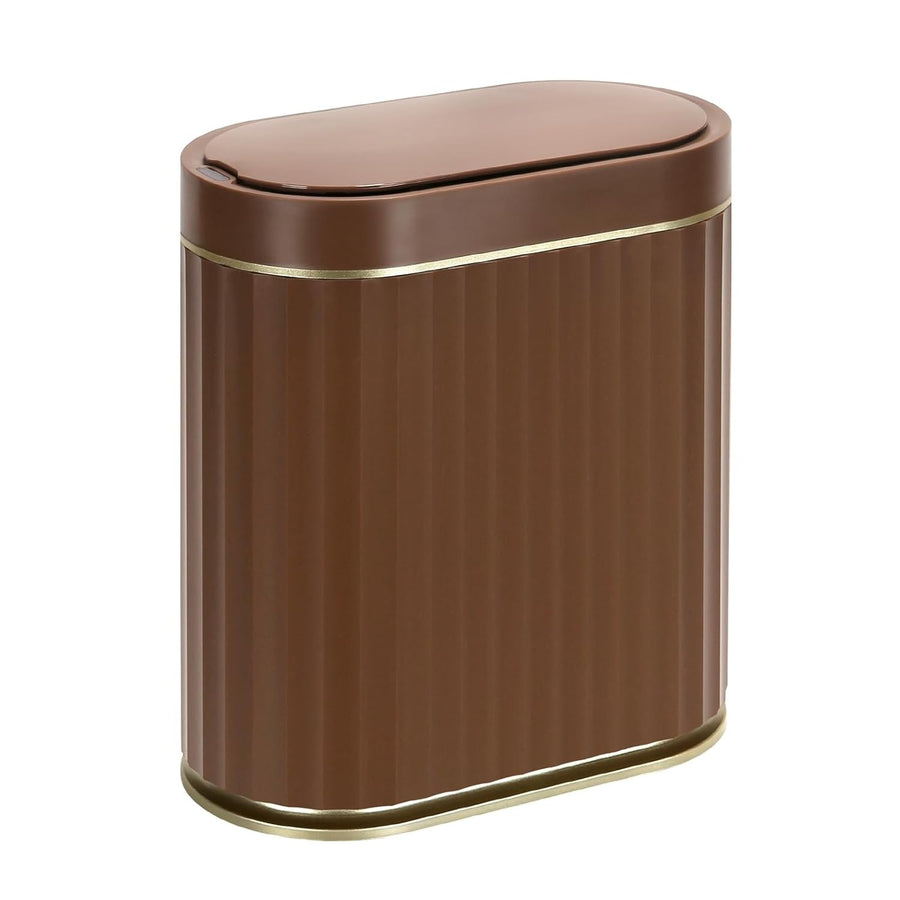 2 Gallon Touchless Bathroom Bin Motion Sensor Slim Brown