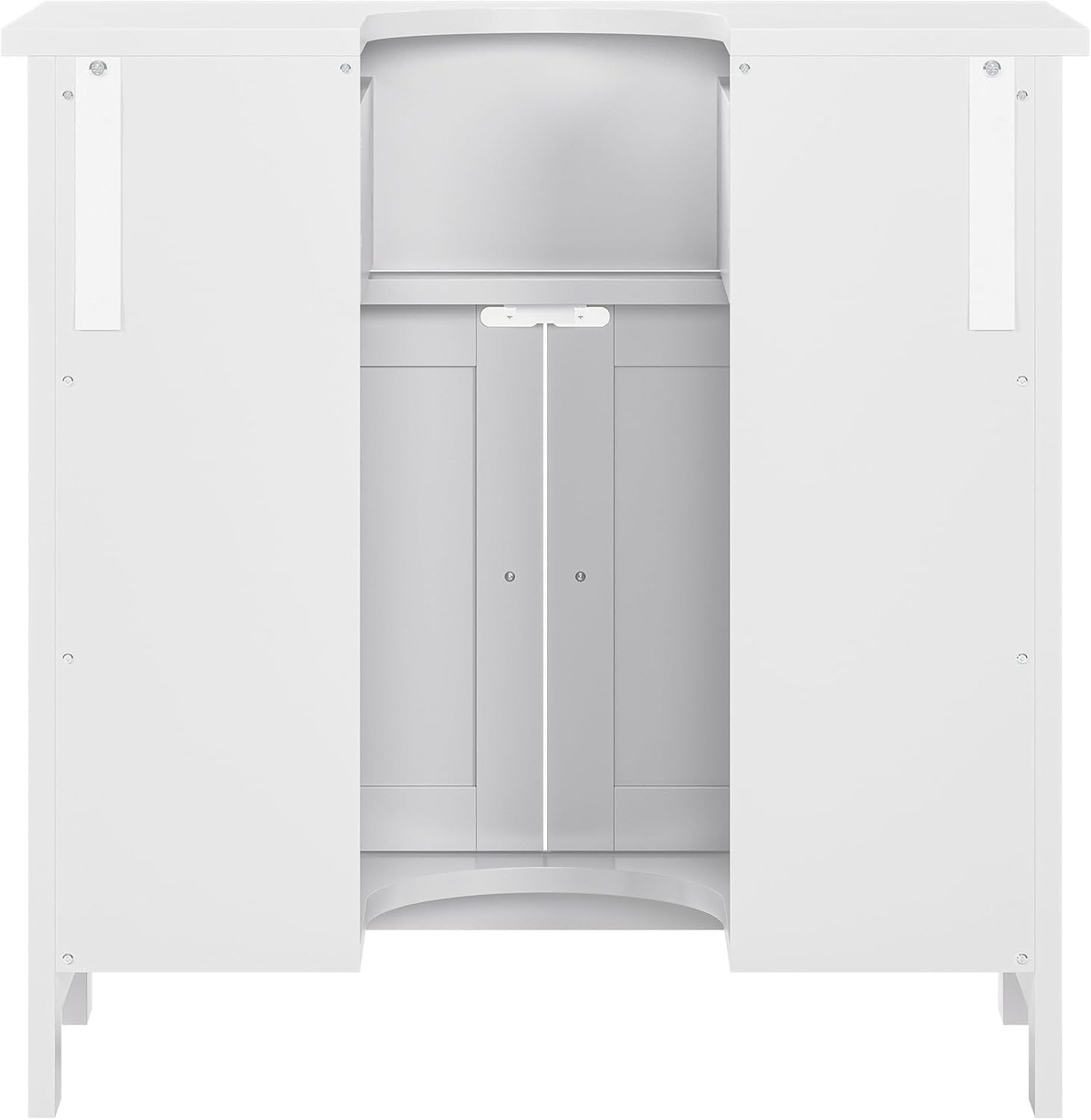 White Under Sink Bathroom Cabinet 60x30x60cm – 2 Doors & Drawer Storage