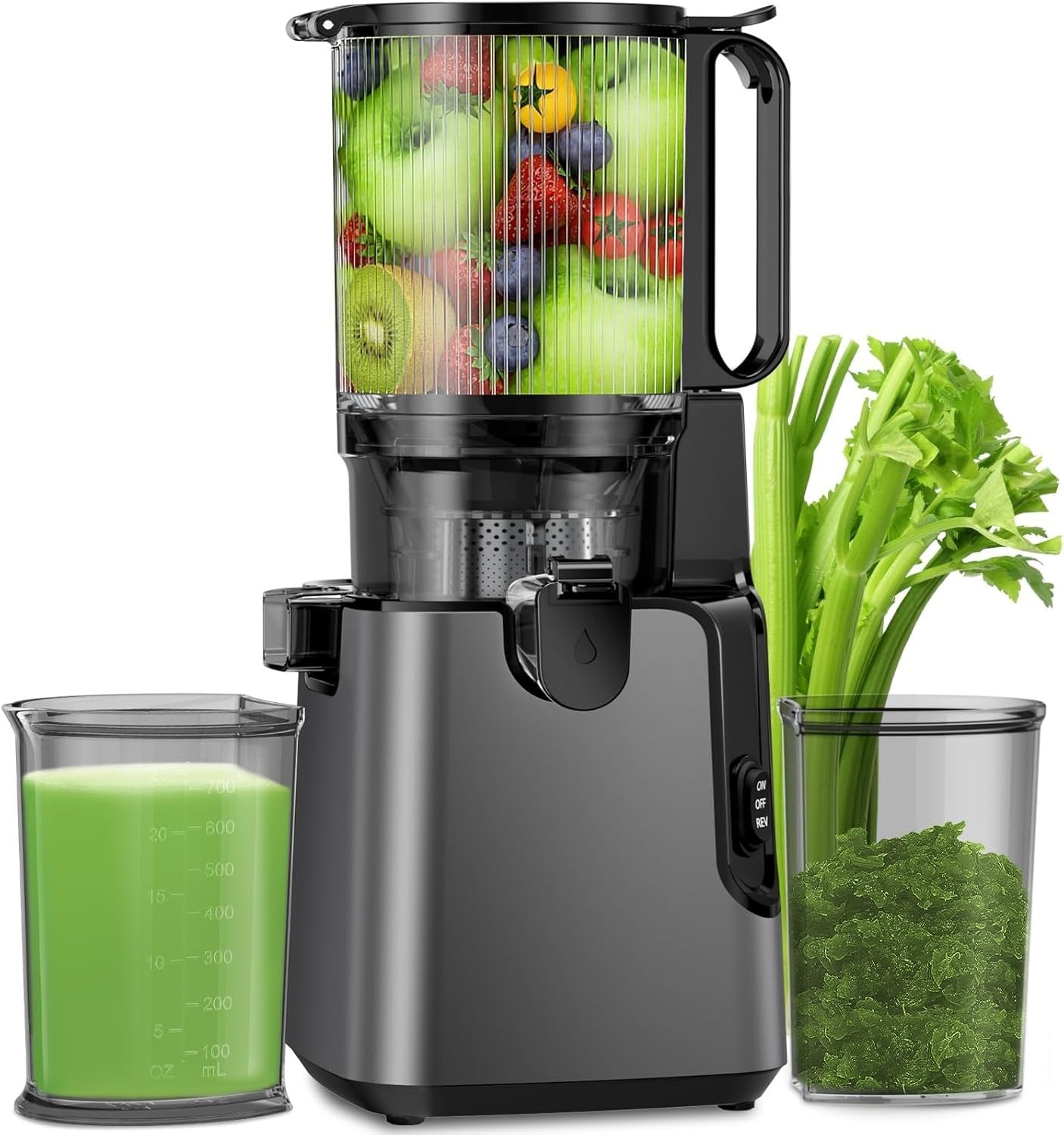 Cold Press Juicer 5.8in Extra Large Feed Chute Whole Fruit 350W