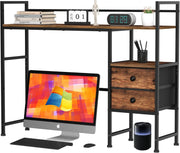 39" Desk Hutch Shelf Rustic Brown | 4-Tier Desktop Organizer Rack with Drawers
