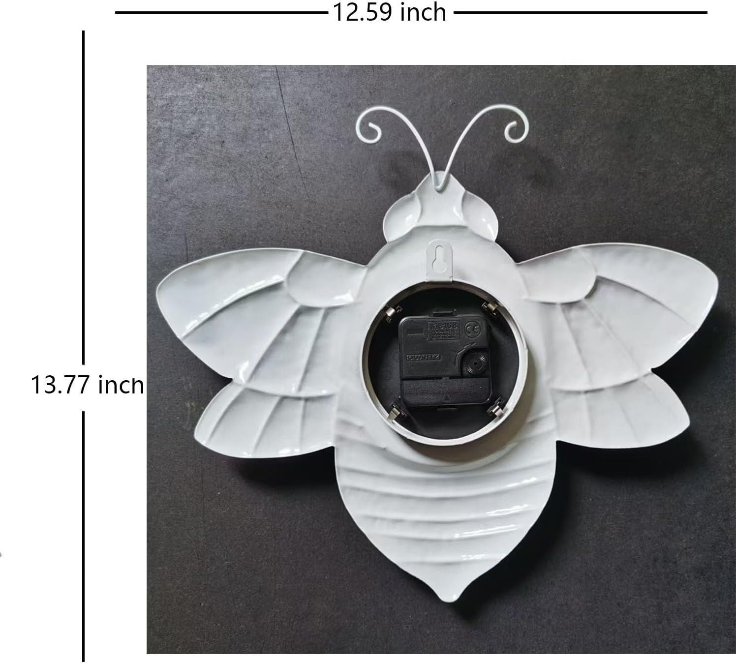 Bee Wall Clock Outdoor Indoor Honeybee Art Decor Yellow Metal
