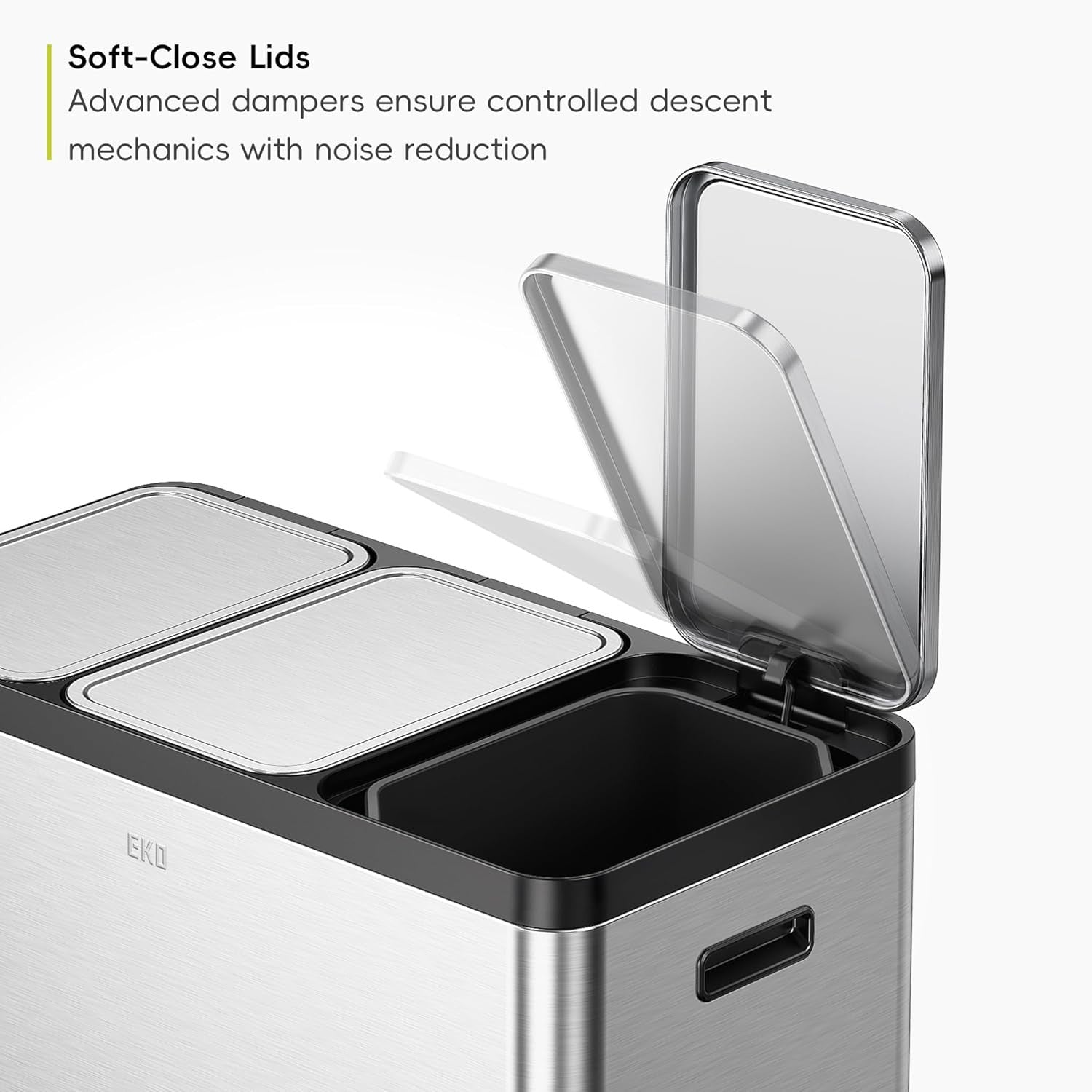60L Triple Recycling Bin 3x20L Stainless Steel Pedal Soft Close