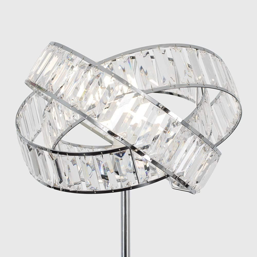 Modern Chrome Floor Lamp with Clear Acrylic Jewel Rings & Foot Switch