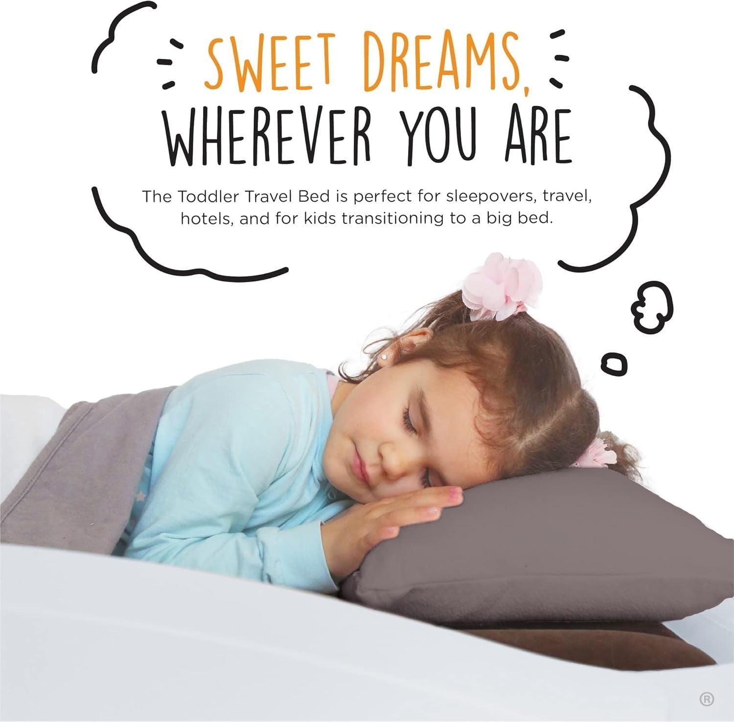 Toddler Inflatable Travel Bed 152×94CM Kids Air Mattress w/ Rails & Pump