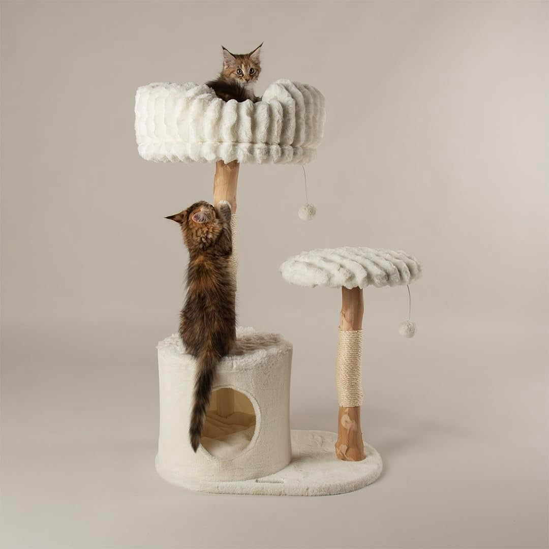 Large Cat Scratching Tree Tower with Condo Perch Hammock Plush Platforms