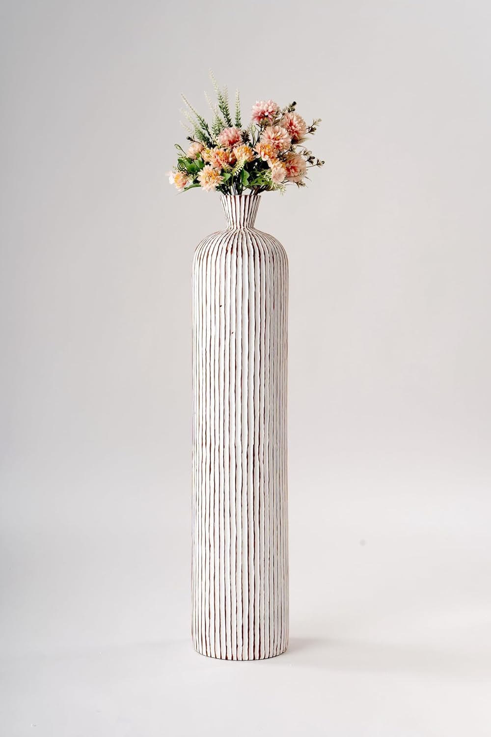 Tall White Floor Vase 85cm Modern Textured Living Room Corner Decor