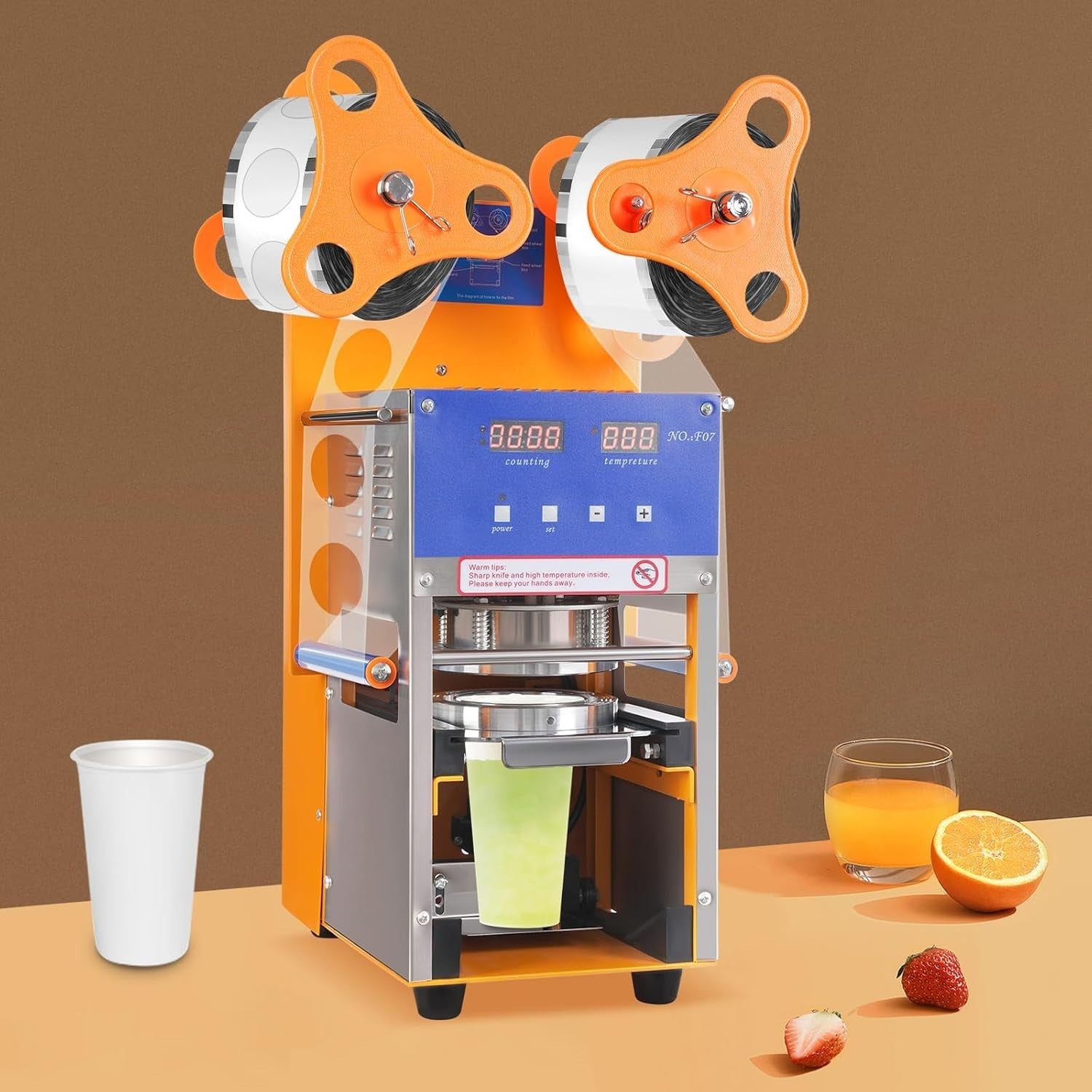 400W Automatic Cup Sealing Machine 90–600 Cups/H Bubble Tea Coffee
