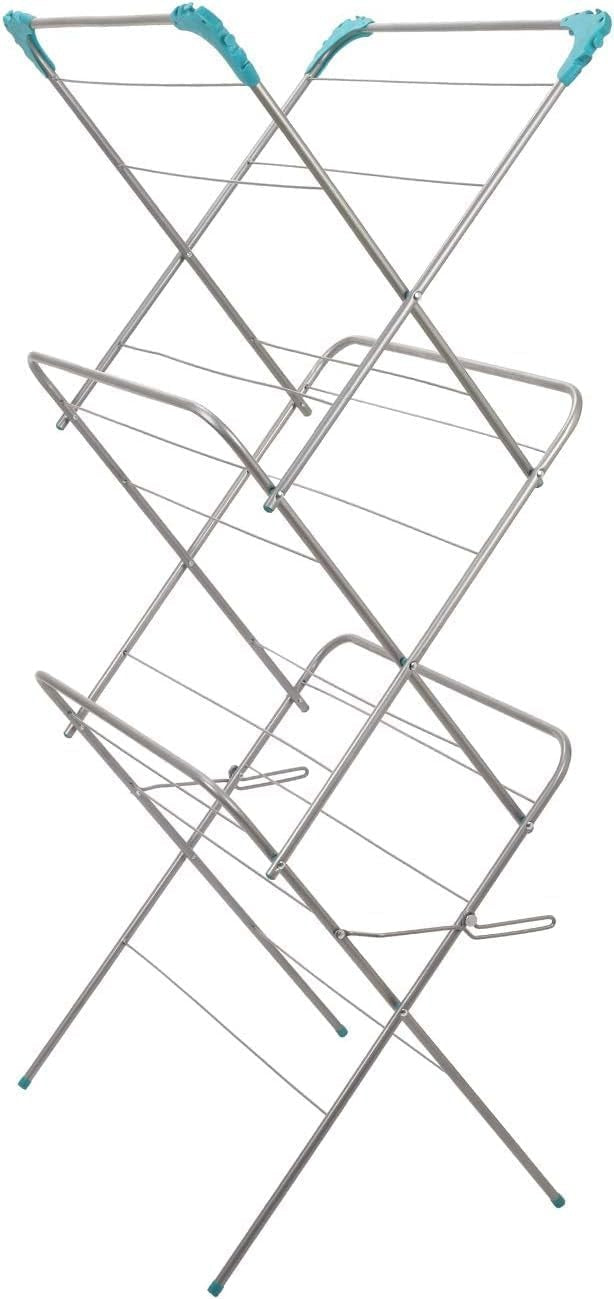 Clothes Airer 3 Tier Folding Drying Rack Alloy Steel Indoor Outdoor Laundry
