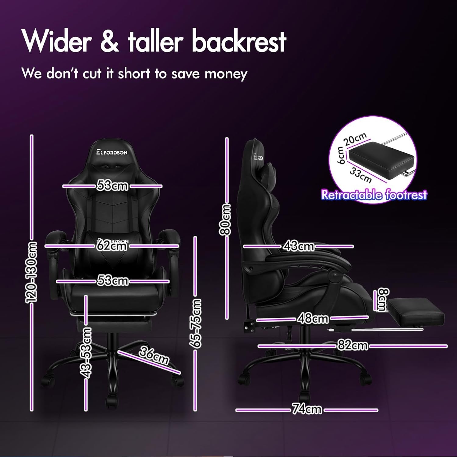 Massage Gaming Chair Recliner w/ Footrest 150° Swivel PU
