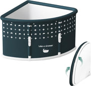 Fan-Shaped Foldable Bathtub Portable Adult Corner Tub Green