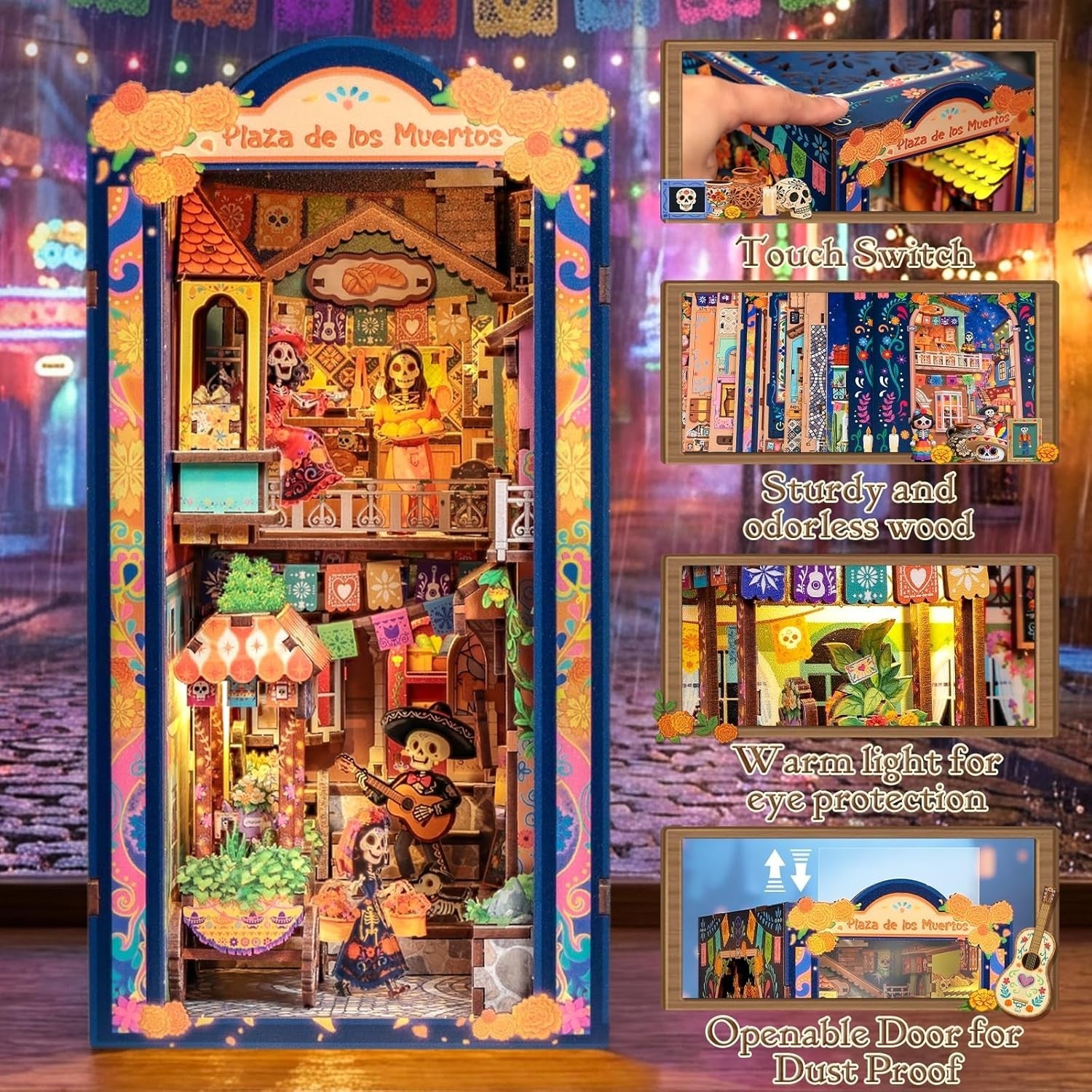 DIY Book Nook Kit LED Miniature House Bookshelf Diorama 350 Pieces